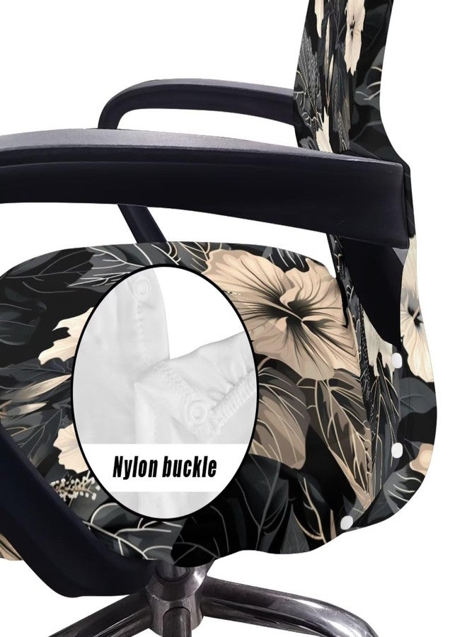 Wanzuoeng Hibiscus Print Computer Desk Chair Seat Cover Dust-Proof Washable Rotating Office Chairs Slipcover with Elastic Bottom - Image 4
